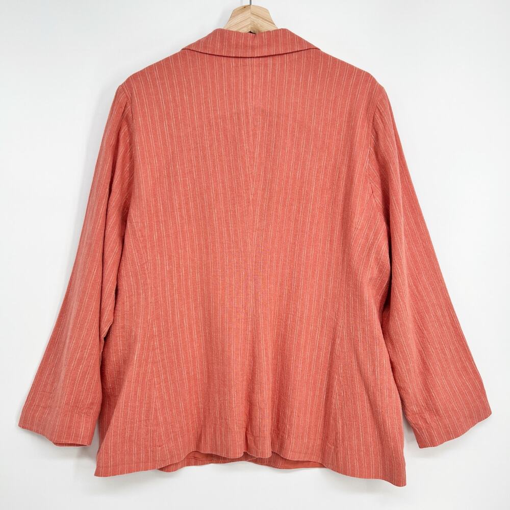 Sonoma x Now Gen Linen Blazer Womens PXL Coral Orange White Striped One Button - Picture 2 of 8